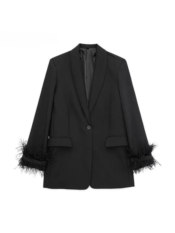 Blazer Feminino com Plumas na Manga - Anandra